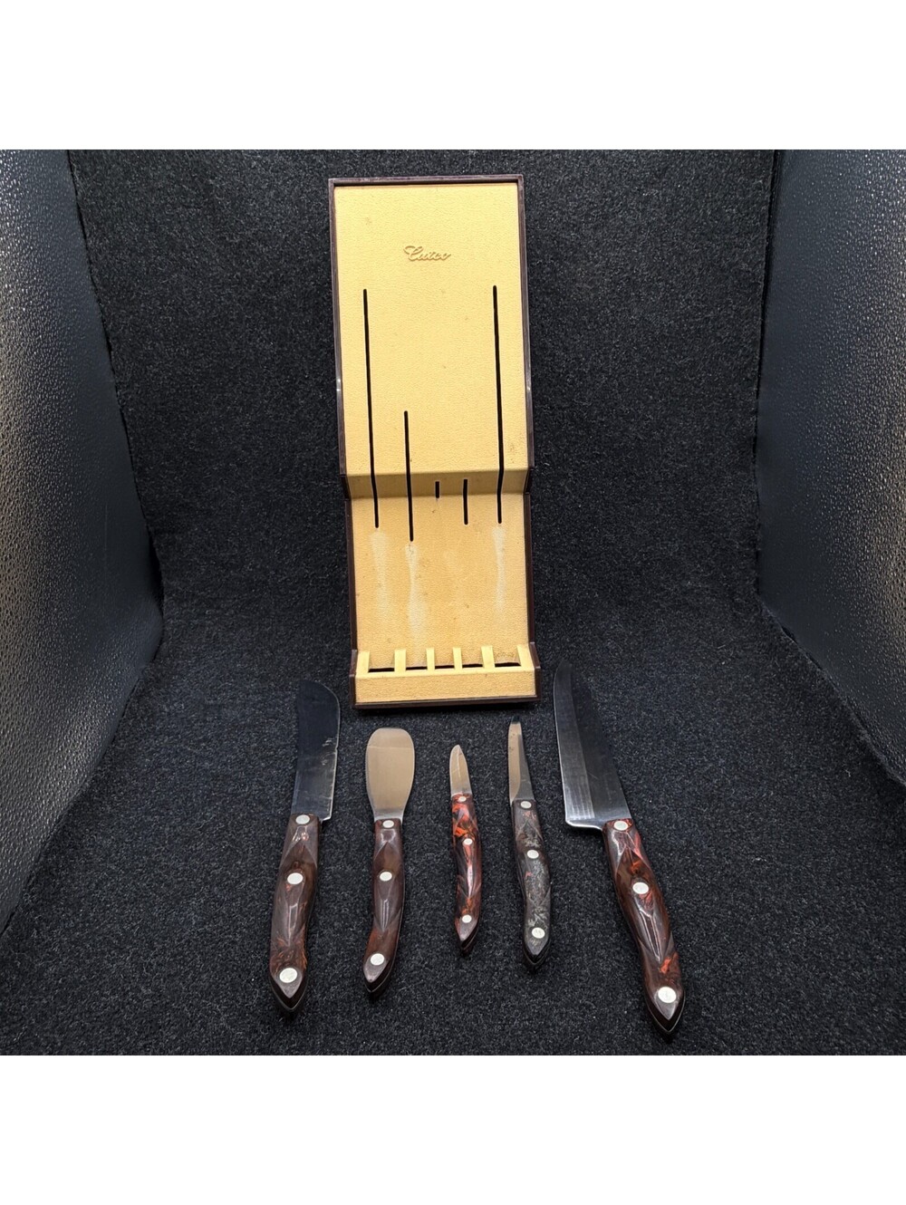 Vintage Cutco Knives No 1725 1722 1768 Original Wall Tray Carving Set